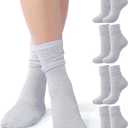 Syhood 4 Pairs Women's Novelty Glitter Ankle Socks Sparkly Metallic Casual Ladies Bright Retro Piles Ankle Socks (Gray, S)