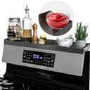 30" Upgrade Stainless Steel Stove Top Shelf, Magnetic Shelf for Kitchen, Over The Stove Spice Rack Organizer, Back of Oven Rack with Border All Around, Black