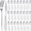 Nuenen 50 Pieces Stainless Steel Forks Silverware Set Dinner Forks and Knives Flatware Tableware Cutlery Set for Kitchen Restaurant(7.1 x 1 Inch, 8.4 x 0.7 Inch,Silver)