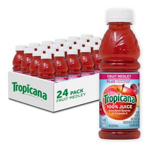 Tropicana 100% Fruit Medley Juice,Single Serve, 10 Fl Oz Bottles (Pack of 24) - Real Fruit Juice, Vitamin C, B & E Rich, No Added Sugars, No Artificial Flavors BBD 06/2026