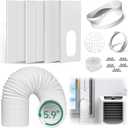 Portable Air Conditioner Window Vent Kit, With 5.9 Exhaust Hose, 4 Slide Seal Plates, Universal Coupler, Adjustable AC Vent Kit for Ducting Universal for Horizontal & Vertical Windows