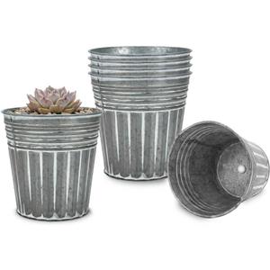 vensovo 4 Inch Galvanized Bucket Planter - 6 Pack Small Metal Flower Pots with Drainage Holes & Plugs, Rustic Silver Tin Pots for Indoor Herbs, Outdoor Succulents, Farmhouse Home Garden Decor