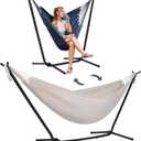 SUNCREAT 2-in-1 Hammocks Convertible Portable Double Hammock with Stand, Outdoor Hammock with Stand Included, Patented, Natural