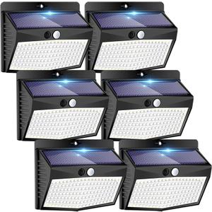 [6 Packs] Solar Lights Outdoor Motion Sensor Solar Security Lights Waterproof with 3 Lighting Modes Solar Powered Wall Lights Outside for Garden Fence Yard Deck (Black)
