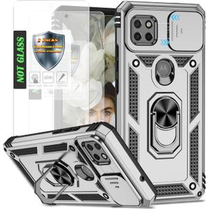 AYMECL Cellular Phone Case for Moto One 5G Ace, Military Grade Shockproof with Kickstand, Grey