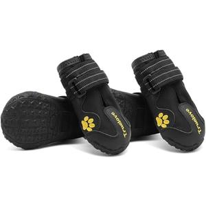 TRUE LOVE Dog Shoes Waterproof Anti-Slip Rain Boots with Reflective TLS3961(Black, 1#)
