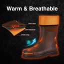 TIDEWE Rubber Work Boot for Men with Steel Toe & Shank, Waterproof Anti Slip Hunting Boot, 6mm Neoprene Hunting Boot for Manufacturing, Construction, Farming, Black,Brown, Size 10