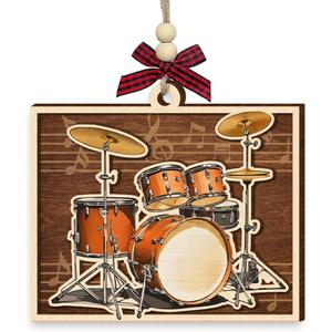 2 x Christmas Drum Ornament 2025 - Wooden Drum Set Ornaments for Christmas Tree - Drummer Gifts for Men, Women, Unique Musical Instruments Gifts for Drummers, Band, Musicians, Friends