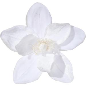 10 Large Christmas Poinsettias Flower Velvet Magnolia Artificial Floral Ornaments Picks Stems Christmas Tree Decorations Pack of 10 for Xmas Tree Party Wedding Centerpiece (Pure White)