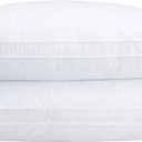 Set of 2 Standard Size Down Pillows - Goose Feather & Down Blend Pillows 440 Fill Power, 100% Cotton Cover, Hypoallergenic, Medium Support