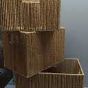 UBBCARE 3 Pack Wicker Basket, 11L11H10.5W inch Woven Paper Rope Storage Baskets for shelves, Foldable Cube Storage bin with Handle, Storage Basket for Organizing & Decor,Caramel