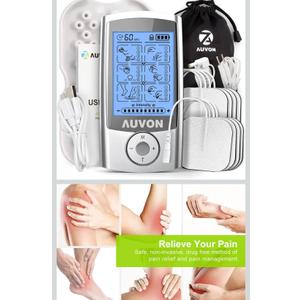 AUVON Rechargeable TENS Unit Muscle Stimulator, 24 Modes 4th Gen TENS Machine with 8pcs 2"x2" Premium Electrode Pads for Pain Relief