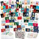 100 Unique Christmas Cards With Envelopes,Large 5X7 Inch Merry Christmas Cards Greeting Cards Set With Greeting And Sticker.