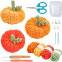 BEUNITONE Crochet Kit for Beginners 6 Set Pumpkins Crochet Kits for Adults Starter with Step-by-Step Instructions Cute Pumpkin Crochet Kit Adults DIY Craft Gift Set for Halloween Christmas Gifts