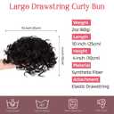 HOOJIH Messy Hair Bun Hair Piece Elastic Drawstring Loose Wave Large Curly Bun Short Synthetic Ponytail Extension for Women Daily Use - Black Brown