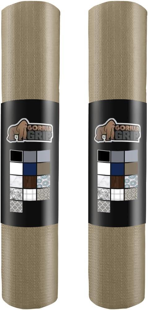 GORILLA GRIP Slip Resistant Drawer and Shelf Liner 2 Pack, Non Adhesive Water Resistant, Easy Clean and Trim, Smooth Surface Liners for Kitchen Cabinet, Shelves, Drawers, Pantry, 20 in x 20 FT, Beige
