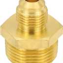 PATIKIL Brass Flare Coupling Fitting, 3/4" Male NPT x 3/8" Male Flare Thread Brass Pipe Fitting Connector Tubing Adapter Coupler Reducer for Propane, Fuel, Oil, Gas Systems