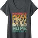 Womens Peace Love Diversity Inclusion Equality Black History Month V-Neck T-Shirt size S