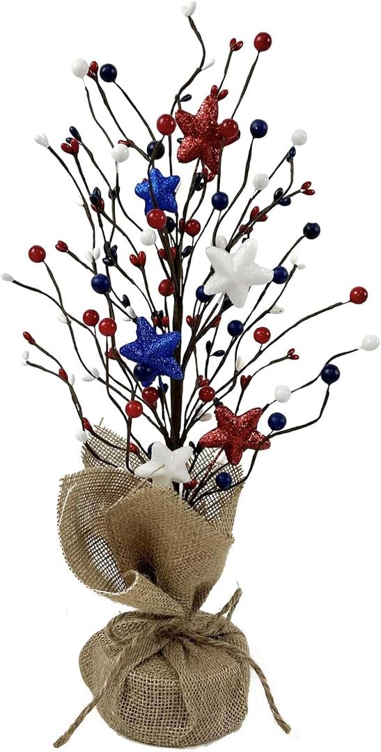 Patriotic Artificial Berry Stem 4th of July Berries Picks White Blue Red Stars for 4th of July Memorial Day National Dayberry Picks for Independence Day Wedding Home Decor