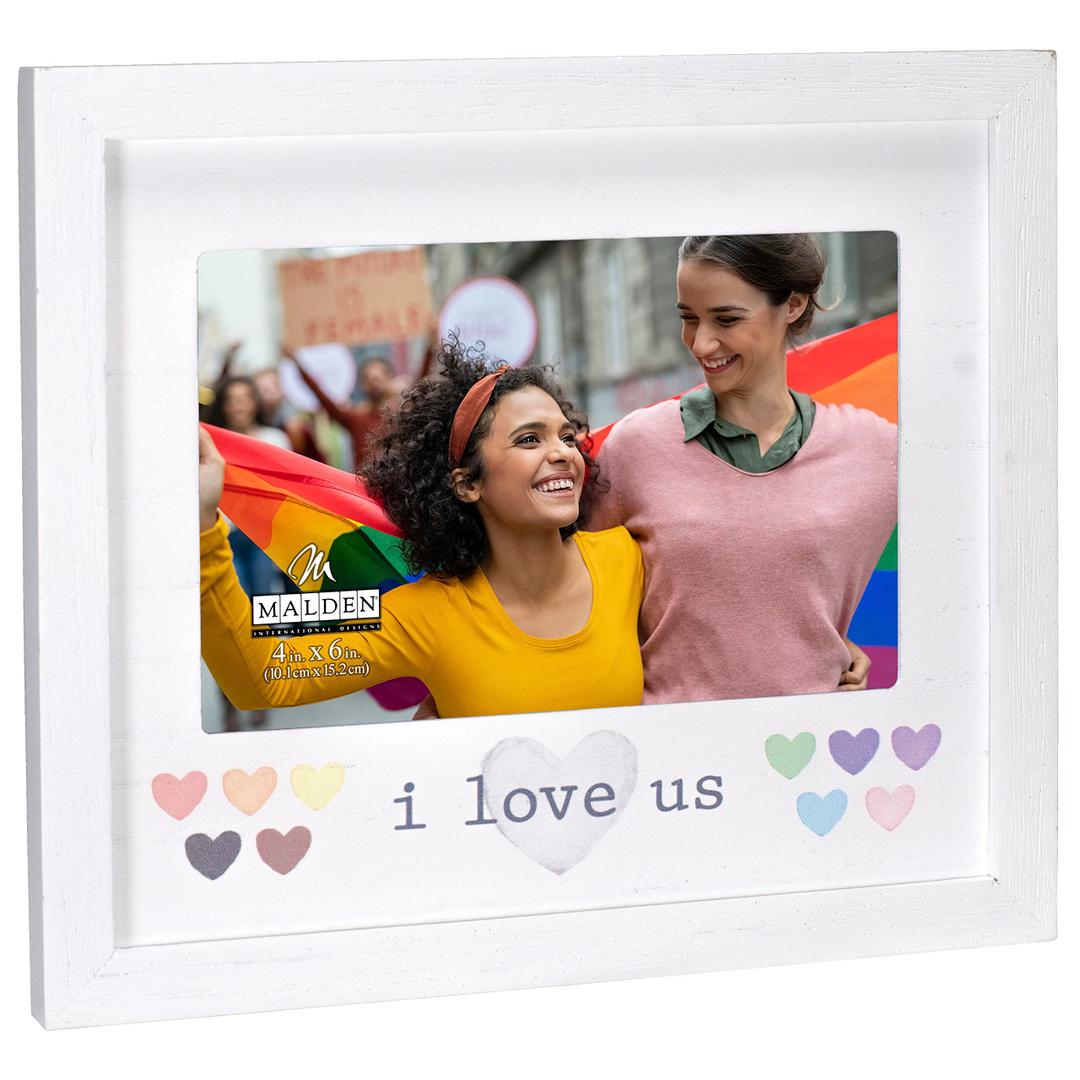 Malden International Designs Porta-retrato branco I love us LGBTQ