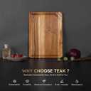 15'' Teak Wood Cutting Board for Kitchen Non Slip Over Sink Charcuterie Board Serving Heavy Duty Non Toxic Wooden Chopping Board Thick Haus Organic Edge Grain Wood Long-Lasting Use
