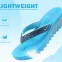 ONCAI Women's Wedge Flip Flops with RhinestoneRecovery Dressy Walking Sandals for Women with Comfortable Arch Support Cushion Yoga Mat Summer Rubber Soles(US Size 5-11) (Blue)