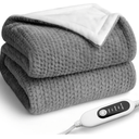 Heated Blanket Electric Blanket,Cozy Faux Rabbit Fur & Soft Flannel Warm Heater Throw Blanket with 5 Fast Heating Levels &10Hours Auto-Off Over-Heat Protection，50" x 60" (Grey)