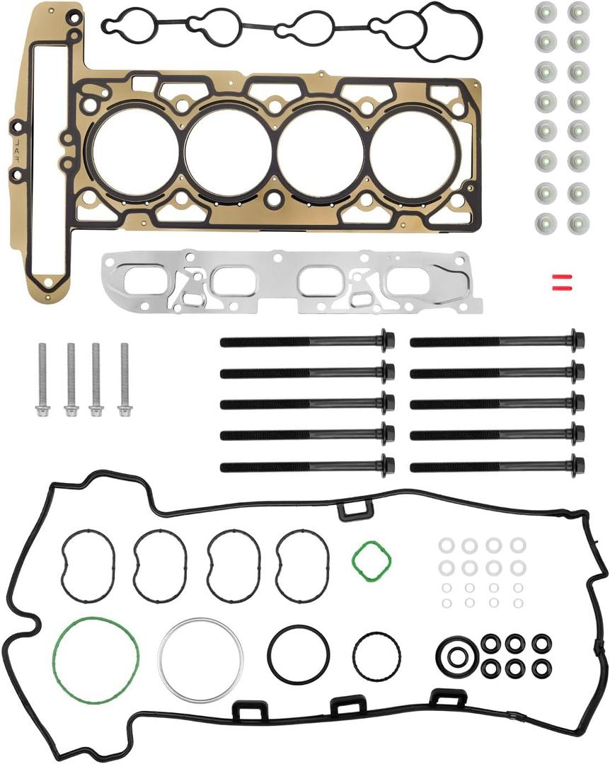 Head Gasket Set 2.4 L, w/Cylinder Head Bolt Kit, Compatible with 2010-2017 Chevy Equinox Captiva Malibu, GMC Terrain, Buick Regal Lacrosse, GM 2.4L 2384cc 145cid L4 DOHC Engine, # HS26517PT, ES72196