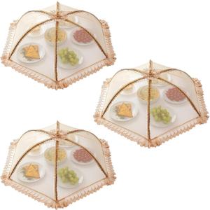 3-Pack Extra Large Food Cover, 32"x32" Pop-Up Food Nets, Mesh Food Covers Tent Umbrella for Outdoors, Screen Tents, Parties Picnics, BBQs, Reusable and Collapsible Food Tents Rotundity 32"x32"