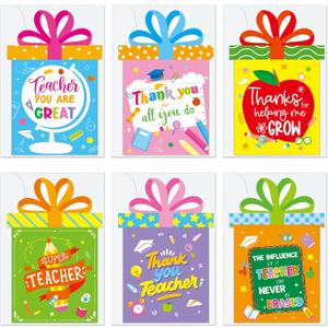 24 Pack Teacher Appreciation Gift Card Holders Thank You Teachers Greeting Cards Money or Gift Card Sleeves Holders for Teachers Day Gifts A Year End Graduation
