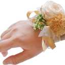 2 Pack Rose Wrist Corsages Wristband Hand Flowers for Wedding Bridesmaid Bridal Shower Prom Party (2 Wrist Corsages Champagne) (H 2 Wrist Corsages)