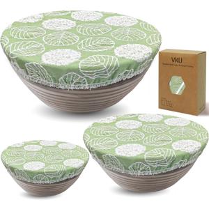 Sourdough Bowl Covers, Thickened Large Elastic Cover for Bread Proofing Food Fruit Salad Storage, 100% Cotton Cloth Fabric Washable (Green)