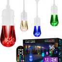 Enbrighten Premium Color Changing String Lights, 24ft White Cord, 12 Shatterproof Acrylic Bulbs, Weatherproof, Remote Control, Dimmable RGB LED, Outdoor String Lights, 39511
