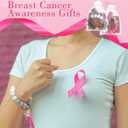 Sureio Breast Cancer Awareness Party Favors for Women Beaded Bracelet Pink Ribbon for Charity Fundraiser Inspirational Gifts (Multicolor)