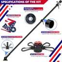 ZMTECH 6FT Flag Pole Kit with Solar Light and Embroidered American Flag, Adjustable Bracket and Upgraded Tangle-Free Ring 1" Stainless Steel Flagpole for Day and Night, Residential, Commercial, Black