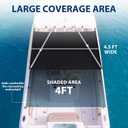 Gisafai T-Top Boat Sun Shade Extender, 4.5 x 4 Feet Large Coverage 600d Marine Oxford Fabric Canopy 304 Stainless Steel Telescopic Poles, Easy Install Shade Kit for Center Console Yacht Fishing Boat, 4.5 x 3.91 x 4 feet