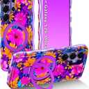Meshine for Galaxy S26 Ultra Case with Magnetic Stand,Wave Frame,Flower