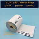 (50 Rolls) 2 1/4 x 50 Thermal Paper Rolls, BPA Free Thermal Receipt Paper Rolls, 2.25 inch Width and 50 ft Longth Per Thermal Paper Receipt Roll
