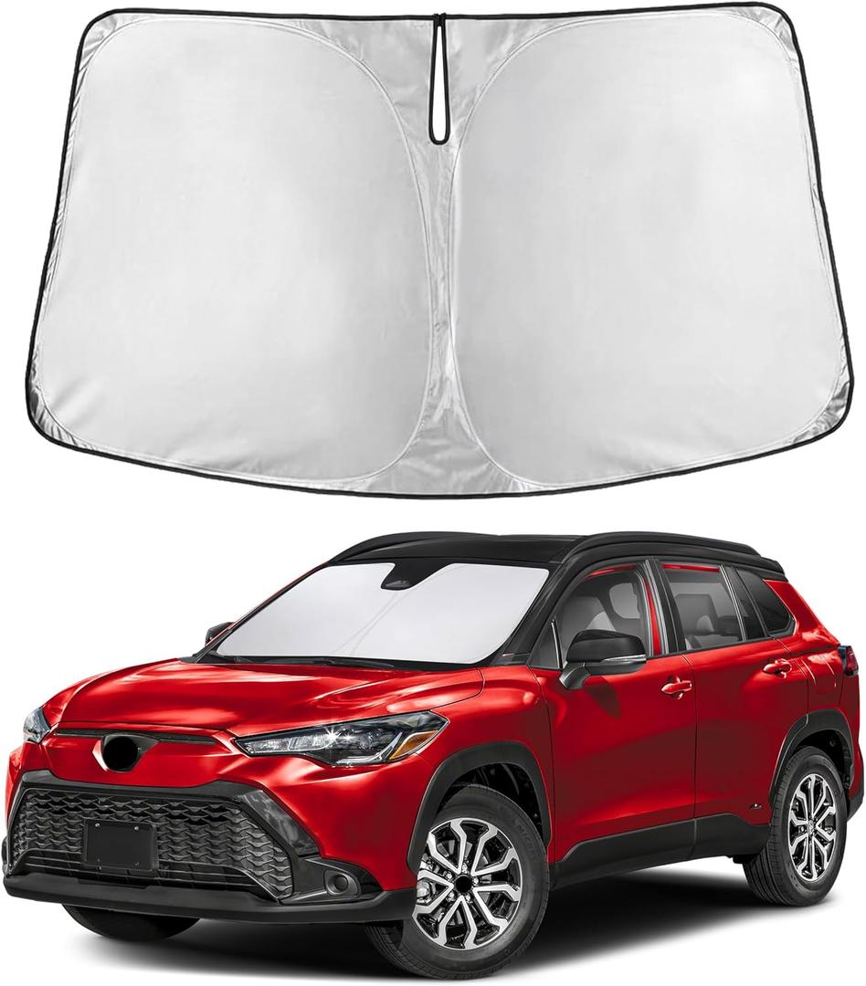 EcoNour Windshield Sunshade Compatible for Toyota Corolla Cross 2022-2024 2025 2026, Sun Visor for Front Windshield & Window Sun Shade Cover, UV Heat Blocker & Protector, Car Accessories
