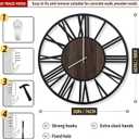 LEIKE Large Wall Clocks with Night Light Battery Operated,Silent Non Ticking,Rustic Modern Big Wood Clock for Living Room, Bedroom,Kitchen,Farmhouse,Office,Home Decor-30 Inch(Roman Numerals)