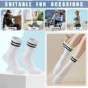 10 Pairs Womens Striped Crew Socks Cute Casual Long Athletic Running Tube Calf Cotton Socks for Women Gifts (US, Numeric, 5, 11, Regular, Regular, 10 Pairs Mixcolor)