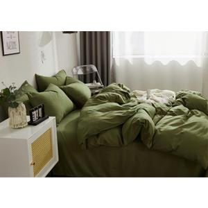 Nanko Cal King Comforter Set Dark Green, Olive Green Soft Reversible All Season Down Alternative Quilted Duvet Insert, Microfiber Filling Luxury Bedding Sets in a Bag 3PCs 104x98 inch California King