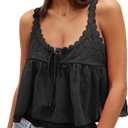 Gacaky Womens Summer Boho Lace Tank Top Casual Beach Vacation Y2k Tops Fashion Crop Tops Clothes 2025 (Medium, Black)