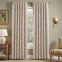 jinchan Floral Blackout Curtains for Bedroom Living Room 84 Inches Length Farmhouse Curtains Room Darkening Vintage Drapes Traditional Rod Pocket Window Treatment 2 Panels Set Taupe on Beige