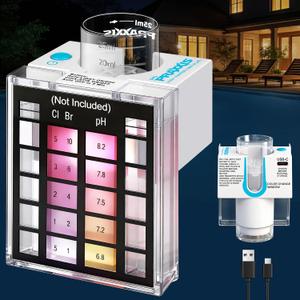 PRAXXIS Swimming Pool Water Chemistry Test Kit Snap in Light Box, Built-in Automatic Magnetic Stirrer, Button Control Magnetic Mixer, Rechargeable Pool Water Test Kit Fit the Standard Storage Box