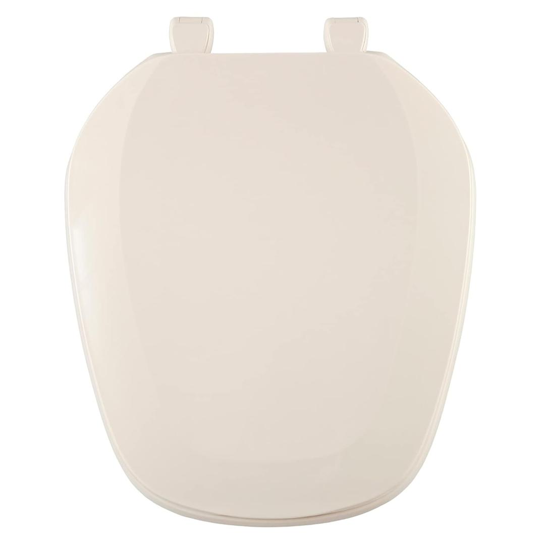 Centoco Eljer Emblem Round Toilet Seat with Square Front, Closed Front with Cover, Residential, Plastic, Made in the USA, EMB201-306, Natural
