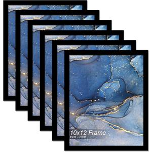 10x12 Picture Frame Set of 6, Black Frame for 10 x 12 Inch Picture Poster Photo, Light Weight and High Transparent 10 by 12 Frame for Wall - 6 Pack/Black/10 x12