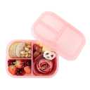 Bumkins Snack/Lunch Bento Box for Kids and Adults, 3 Compartment Container, Leak Proof Lid, for Portioning, Large Section Can Hold Sandwich, Food-Safe LFGB Platinum Silicone, Microwave-Safe, Pink