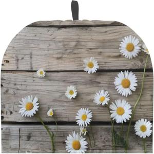 Tea Pot Cosy Creative Tea Pot Cozies Large Teapot Cover Insulating Keep Tea Warm Teapot Warmer Ideal Gift for Mom Wife Friends, 12.9 X 10.4 Inches, Daisy Rustic Wood Grain