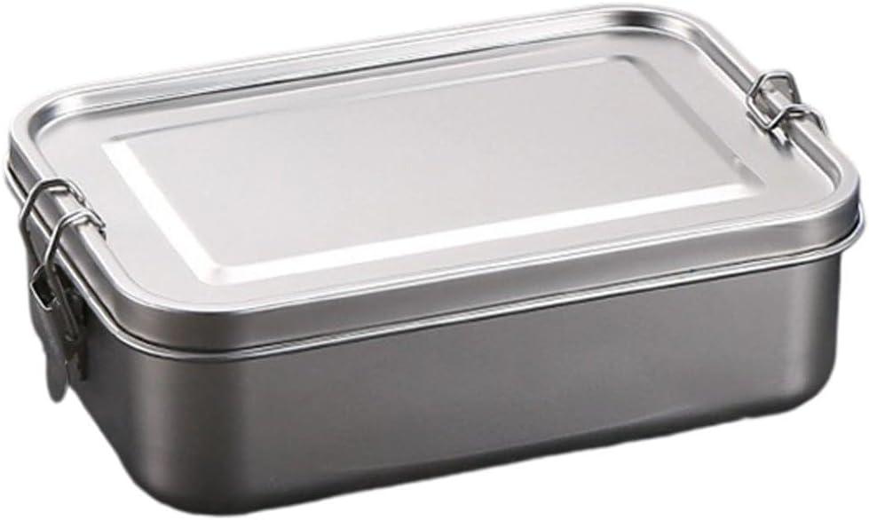 Stainless Steel Bento Food Container, Large Leak Proof Metal Bento Container for Kids or Adults (20.2x14x6.6cm)